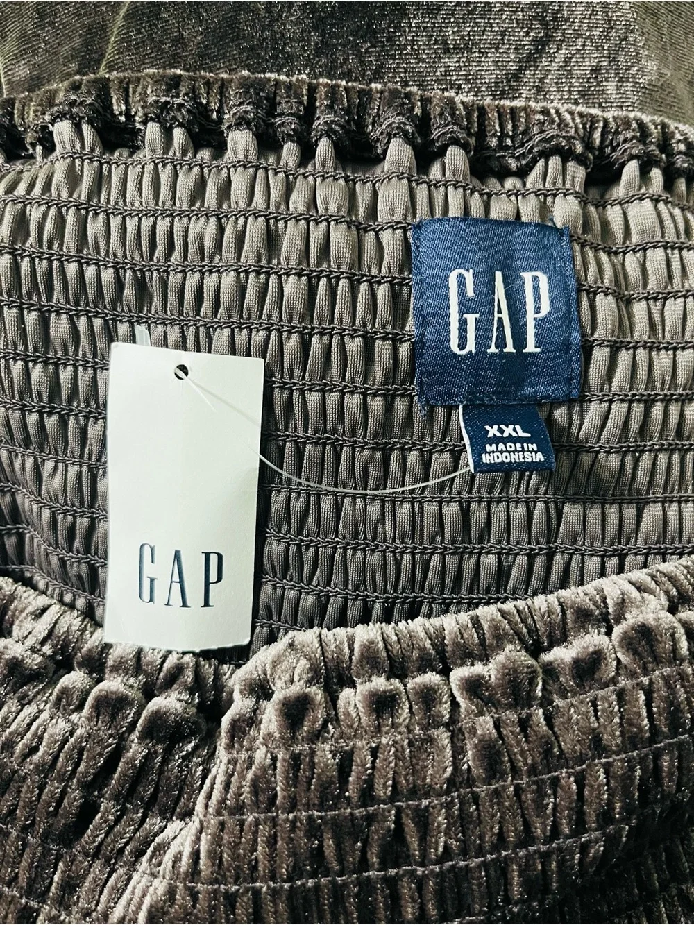 Gap Smocked Velvet Mini Dress NWT Dark Brown Womens Size XXL